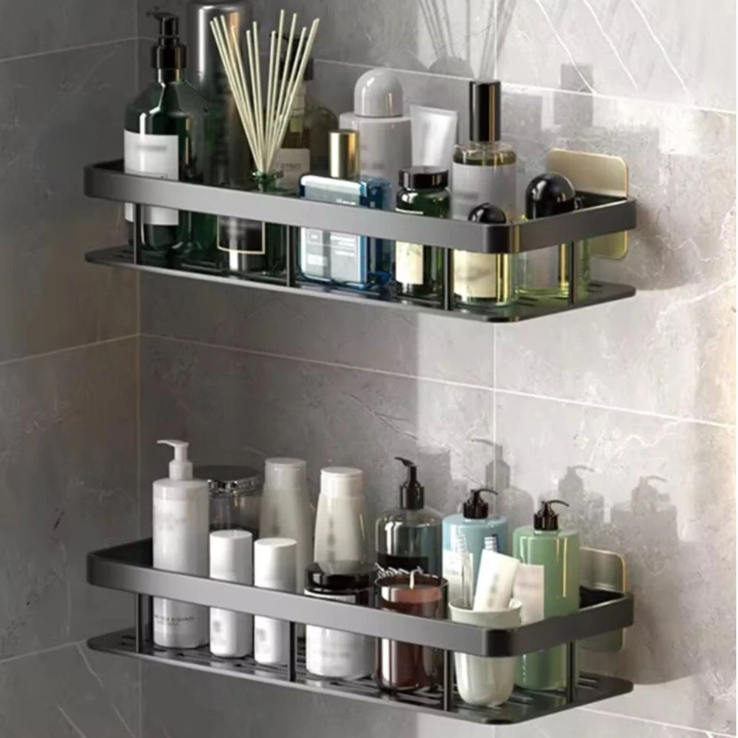 Home Collection Pack of 2 Corner Shower Caddy Adhesive Bathroom Shelf Rack
