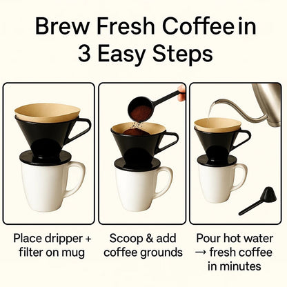 Home Collection Single Cup Pour Over Coffee Dripper Set with Scoop and 10 Filters