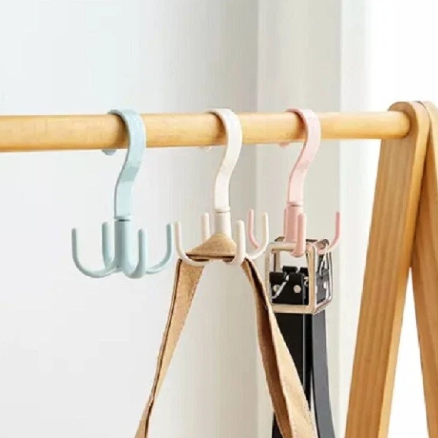 Home Collection Pack of 4 Rotating Tie Belt Hangers Closet Organizer