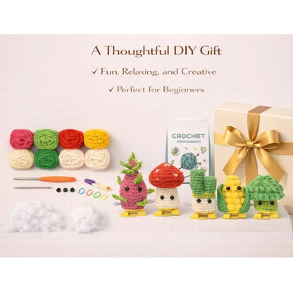Home Collection Pack of 5 Puff Vegetable Crochet Kit for Beginners