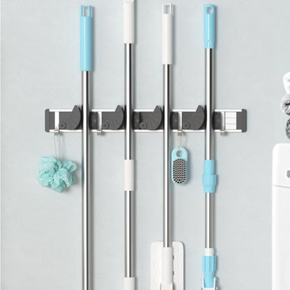 Home Collection Mop Broom Holder Wall Mount Metal Organizer Rack