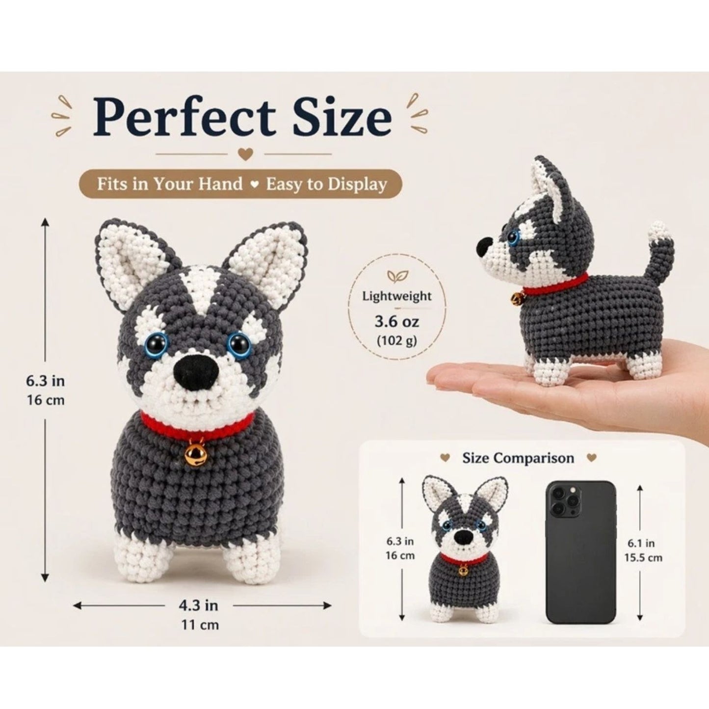 Home Collection Husky Dog Crochet Kit for Beginners