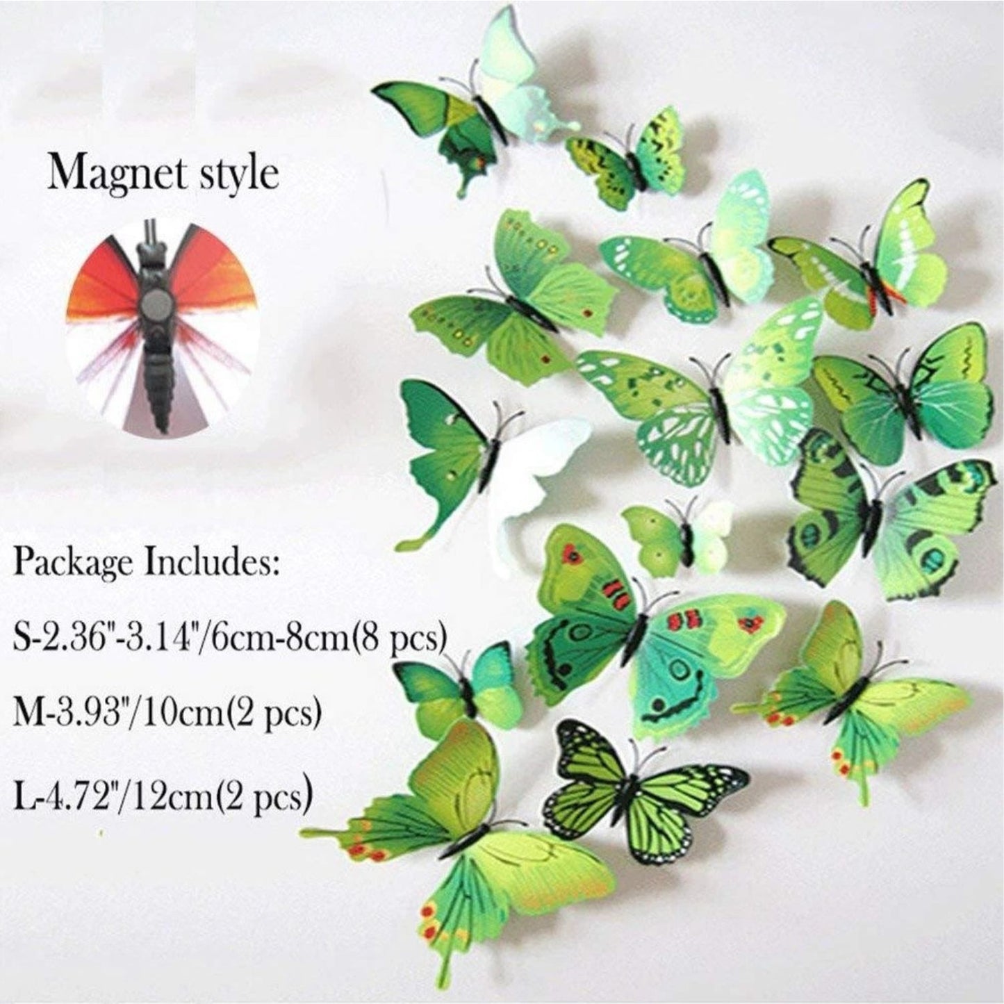 Home Collection Pack of 12 3D Butterfly Wall Stickers PVC Decals Art Mural