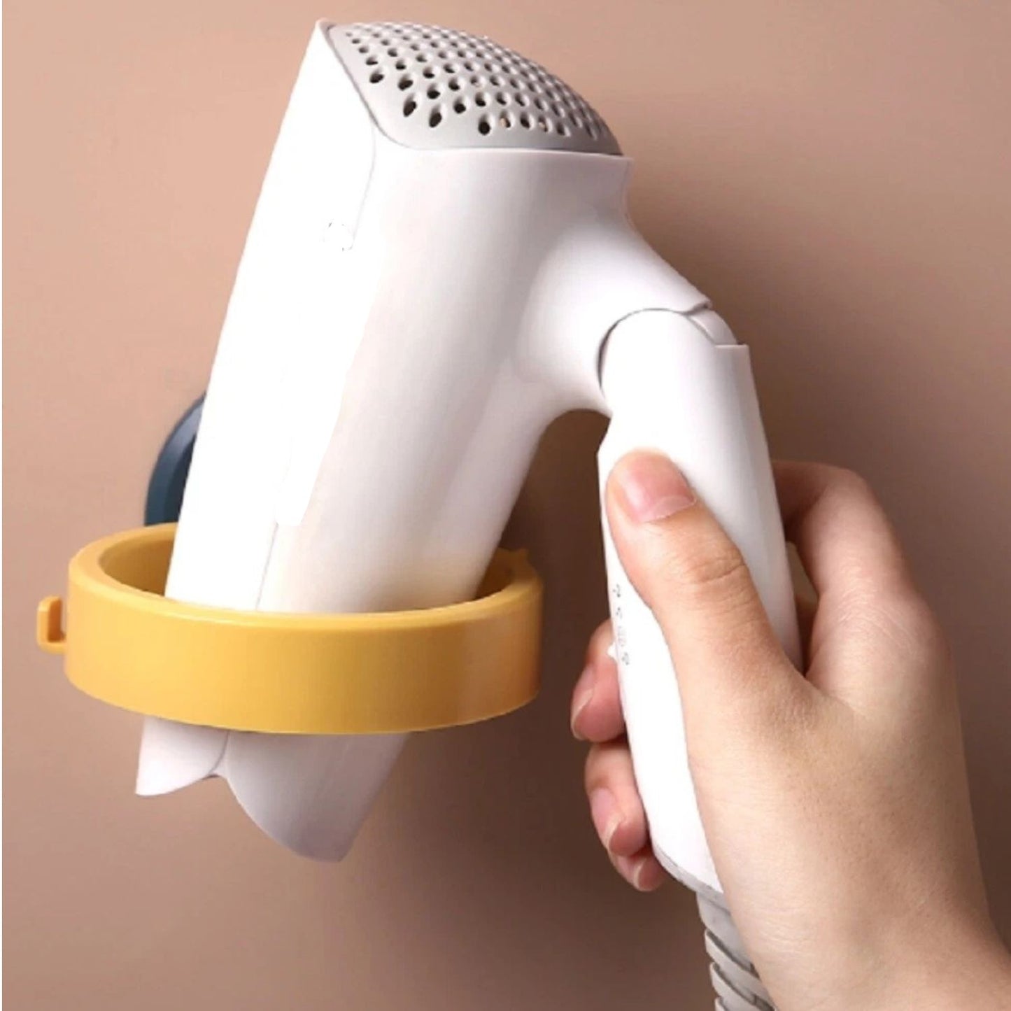 Home Collection Hair Dryer Holder Self Adhesive Bathroom Organizer Rack Yellow