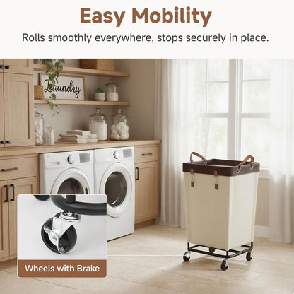 Home Collection Large Rolling Laundry Basket with Wheels 160L