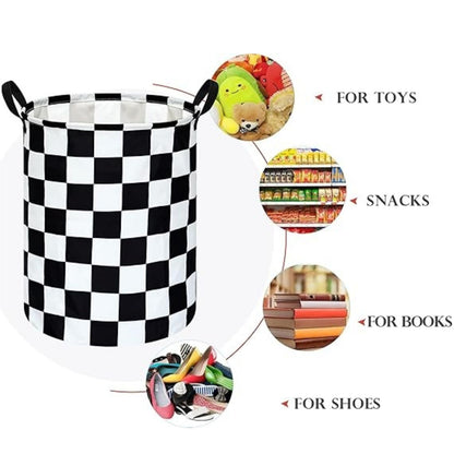 Home Collection Round Laundry Hamper Fabric Storage Basket with Handles