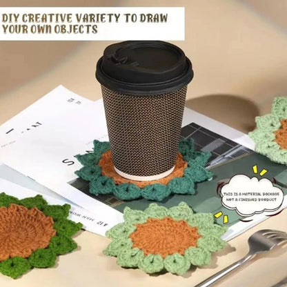 Home Collection Pack of 6 Crochet Coaster Plant Pot Cover Kit for Beginners