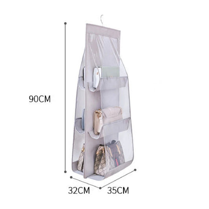 Home Collection 6 Pocket Hanging Handbag Organizer Closet Purse Bag Storage Holder