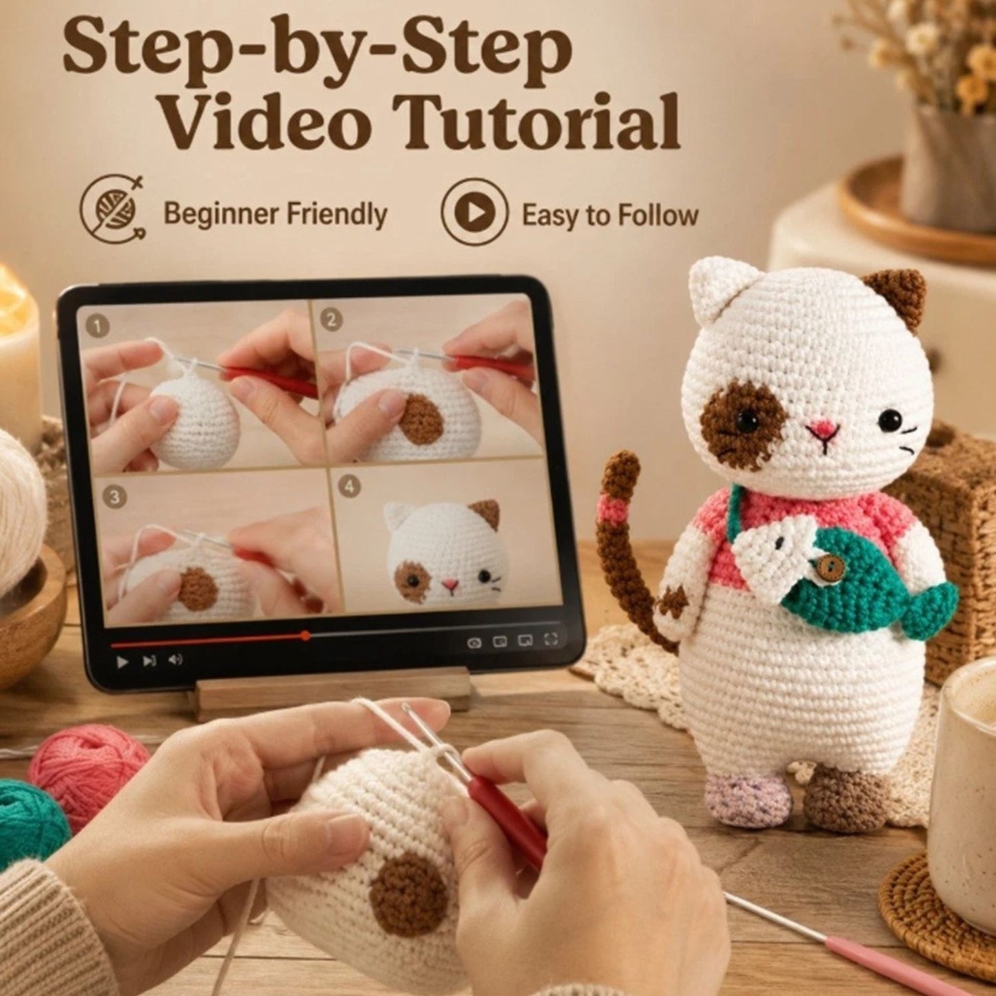 Home Collection Cat Crochet Kit for Beginners
