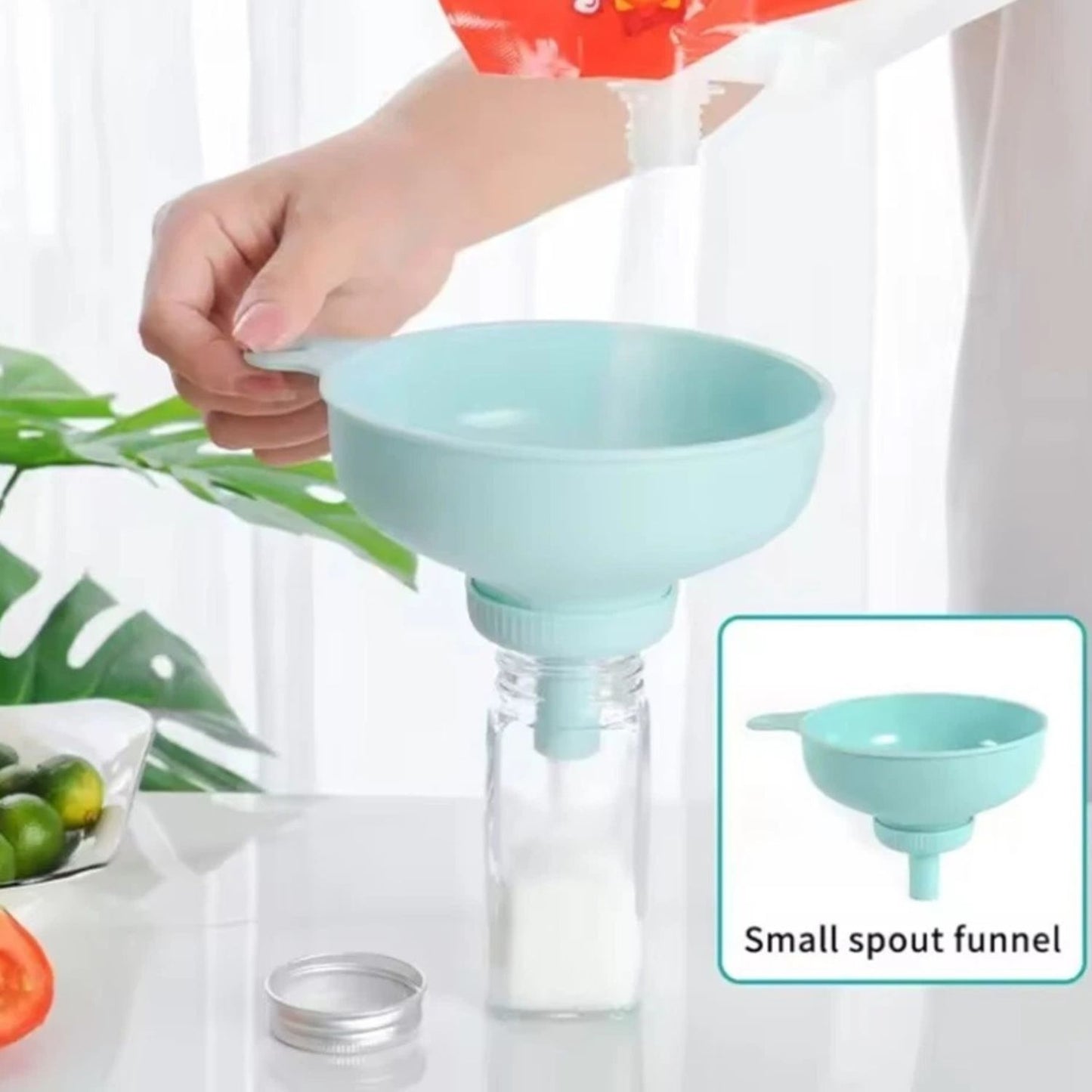 Home Collection Wide Mouth Kitchen Funnel 3-in-1 Spout Strainer Jar