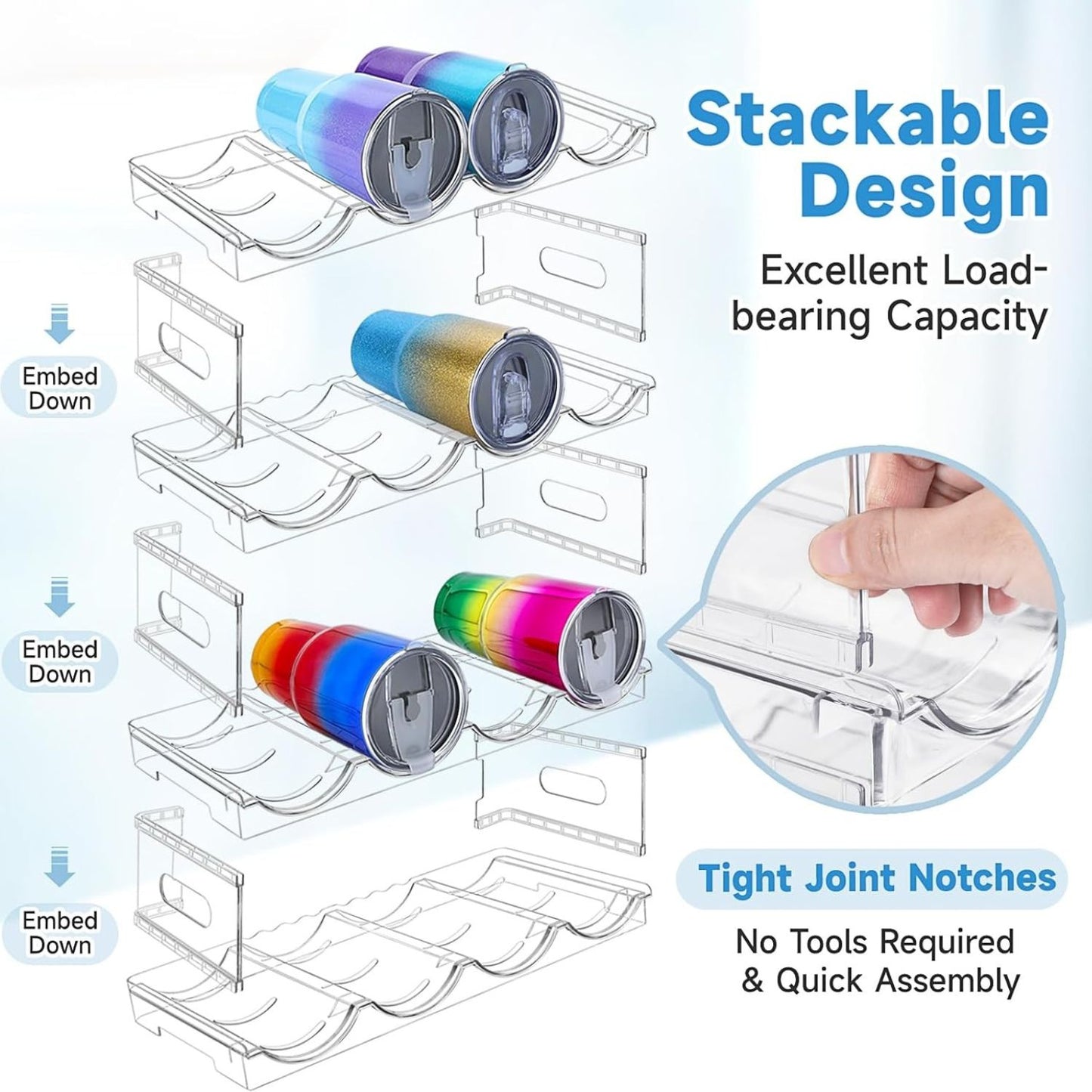 Home Collection Large Compartment Stackable Water Bottle Organizer Rack