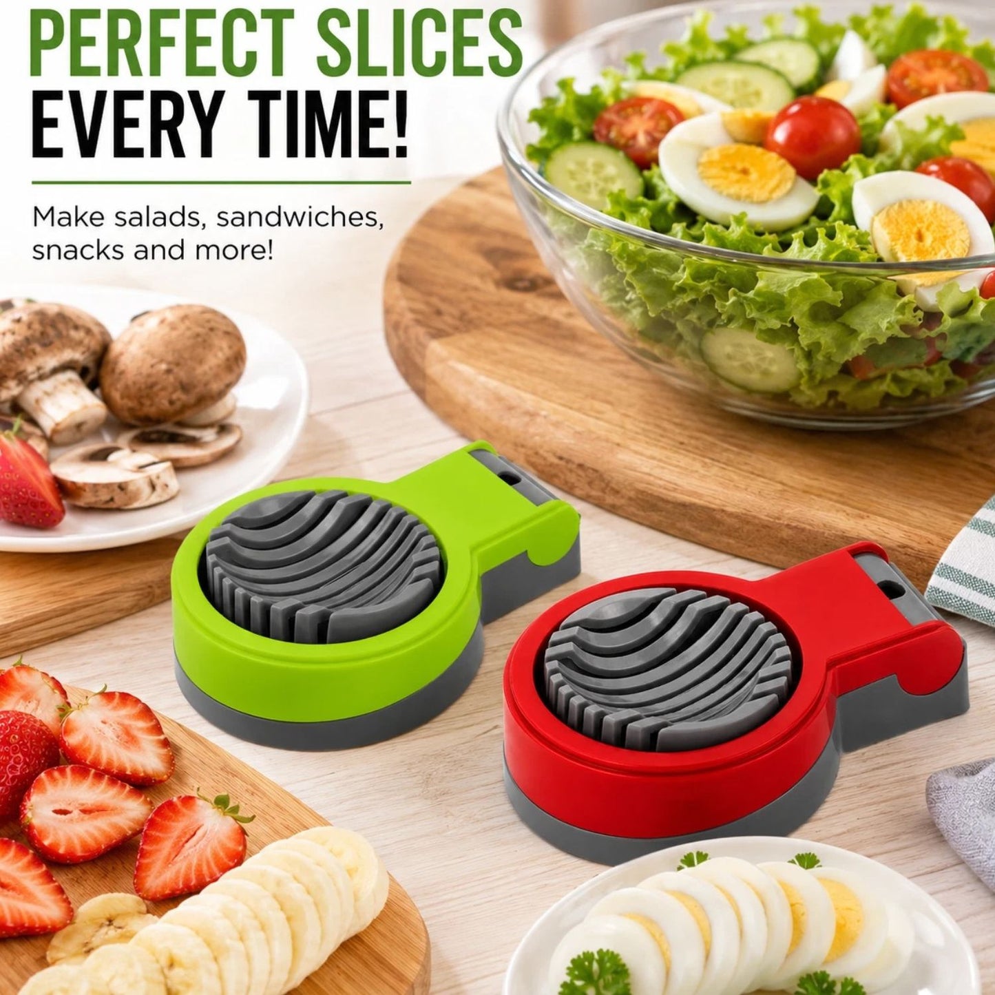 Home Collection Pack of 2 Stainless Steel Boiled Egg Slicer Set