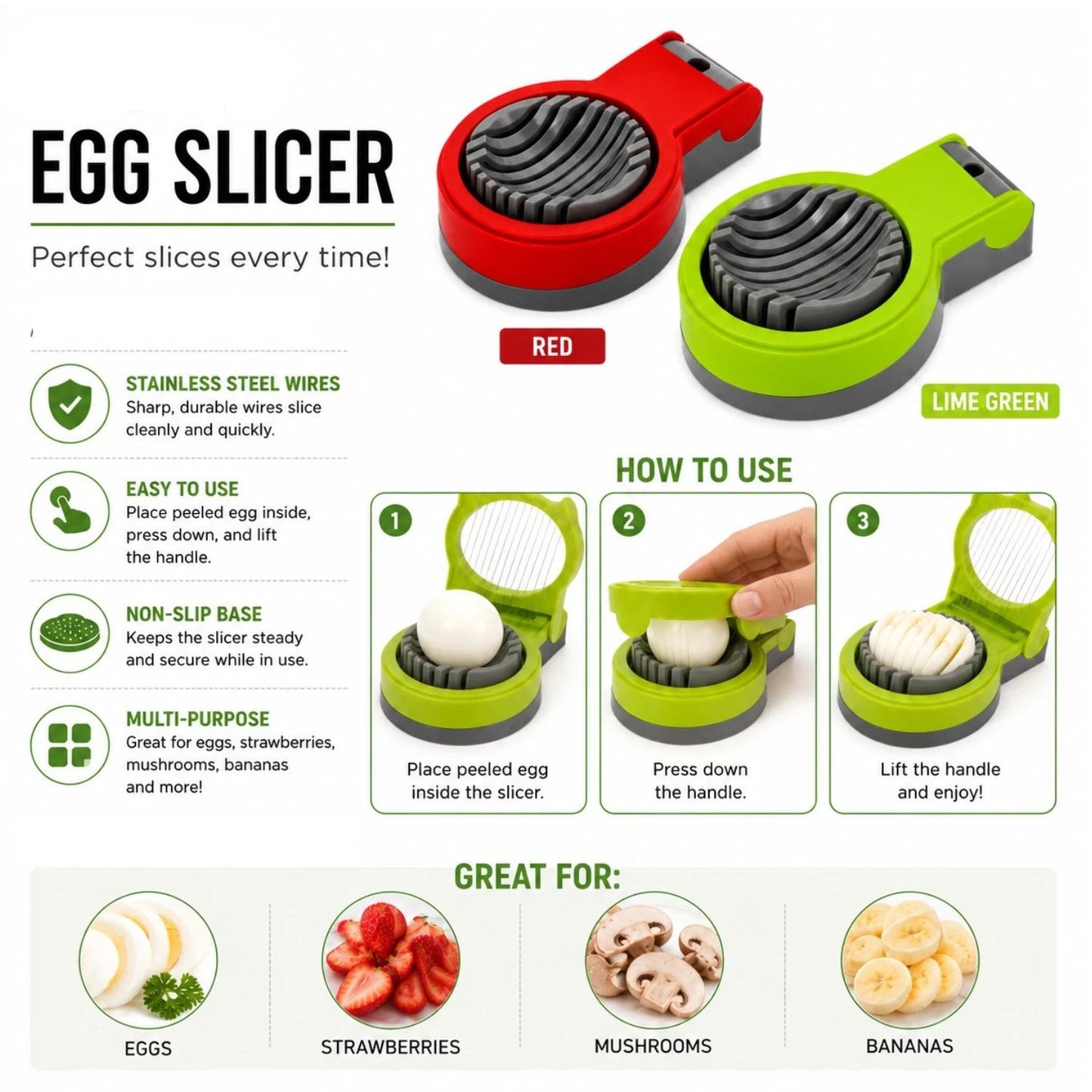 Home Collection Pack of 2 Stainless Steel Boiled Egg Slicer Set