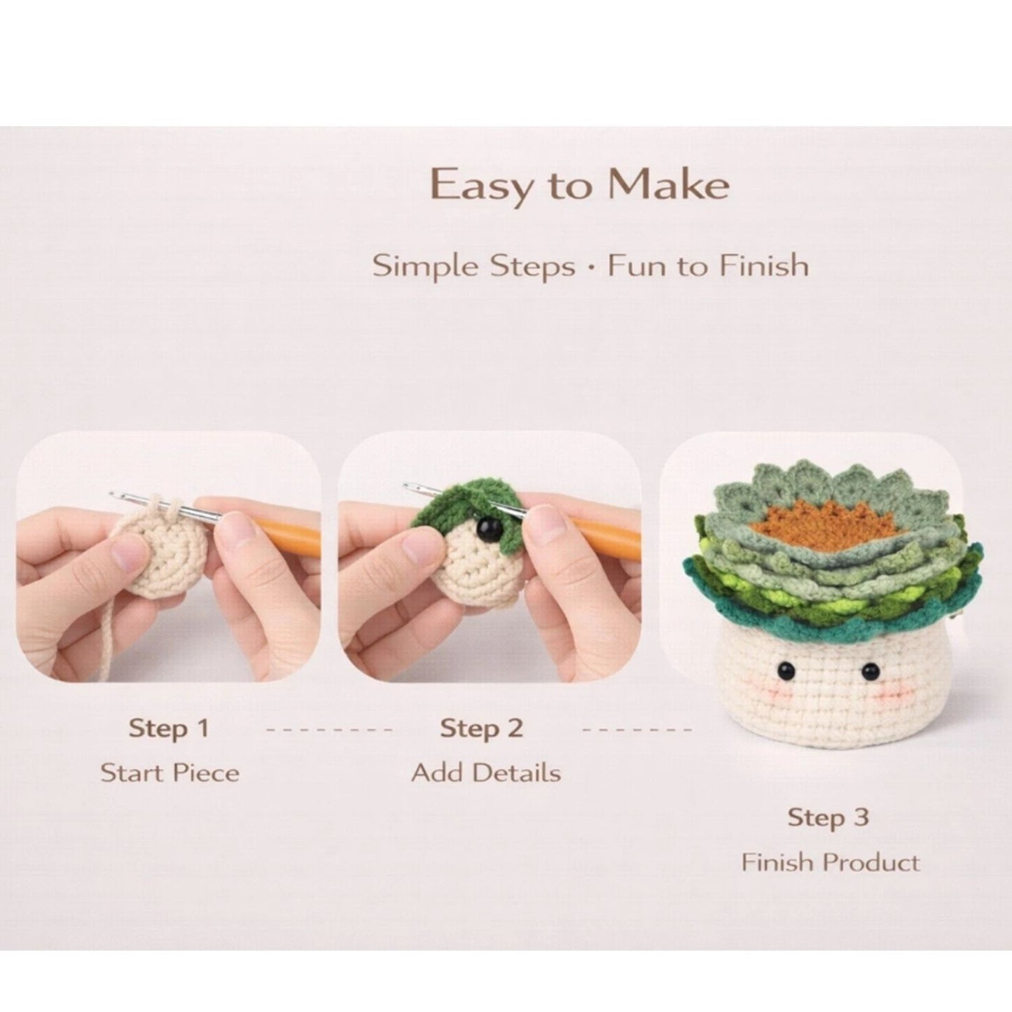 Home Collection Pack of 6 Crochet Coaster Plant Pot Cover Kit for Beginners