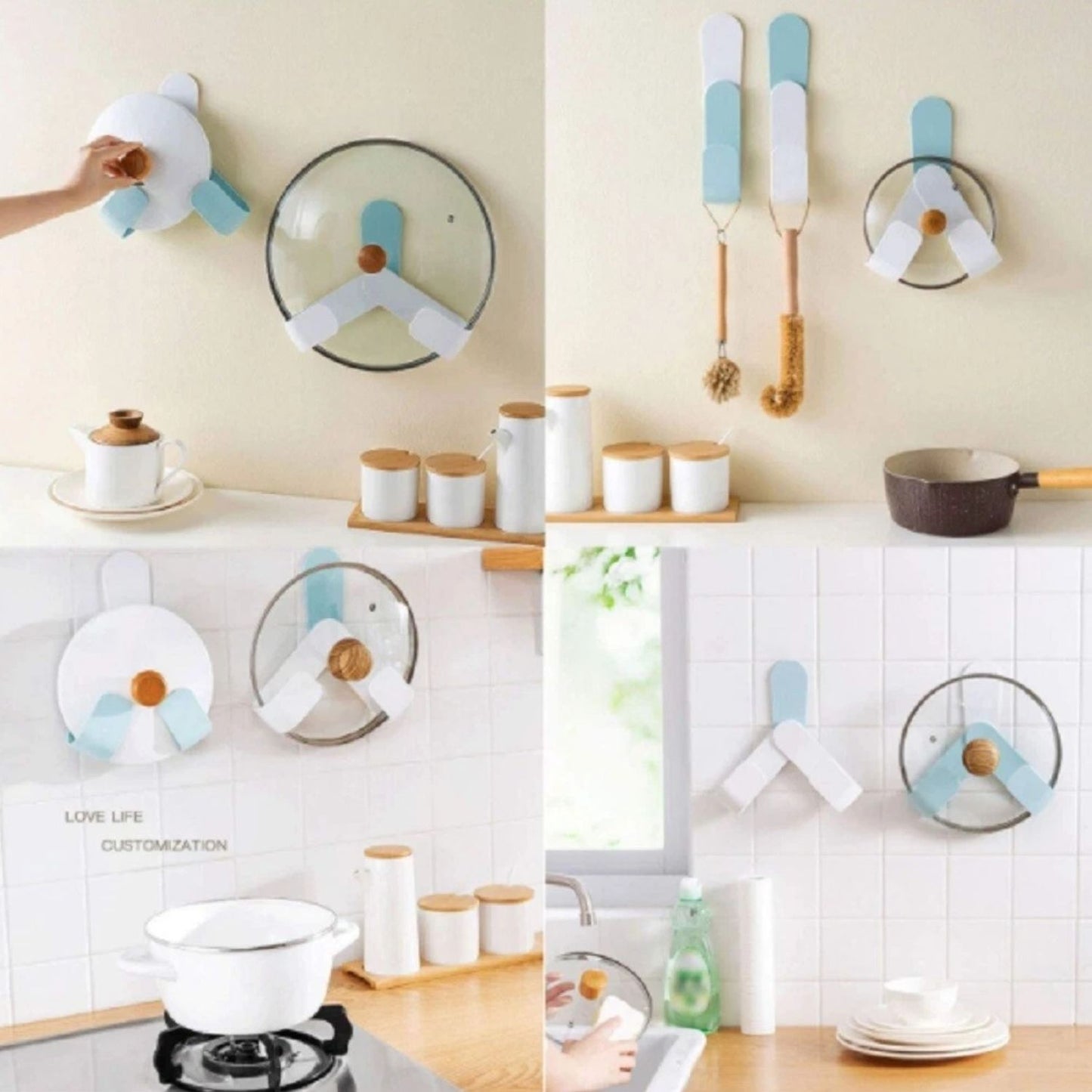 Home Collection Wall Mounted Pot Lid Holder Adjustable Pan Lid Rack