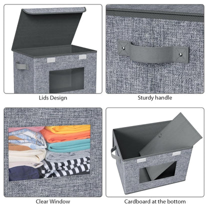 Home Collection Pack of 4 Large Foldable Storage Boxes with Lids