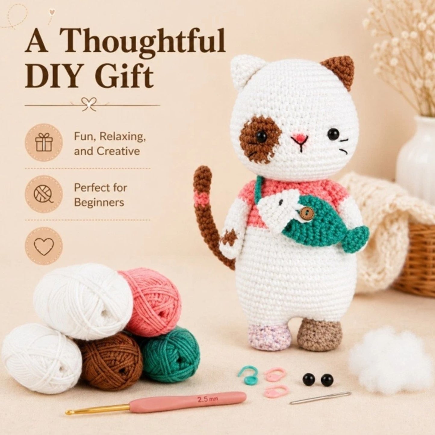 Home Collection Cat Crochet Kit for Beginners