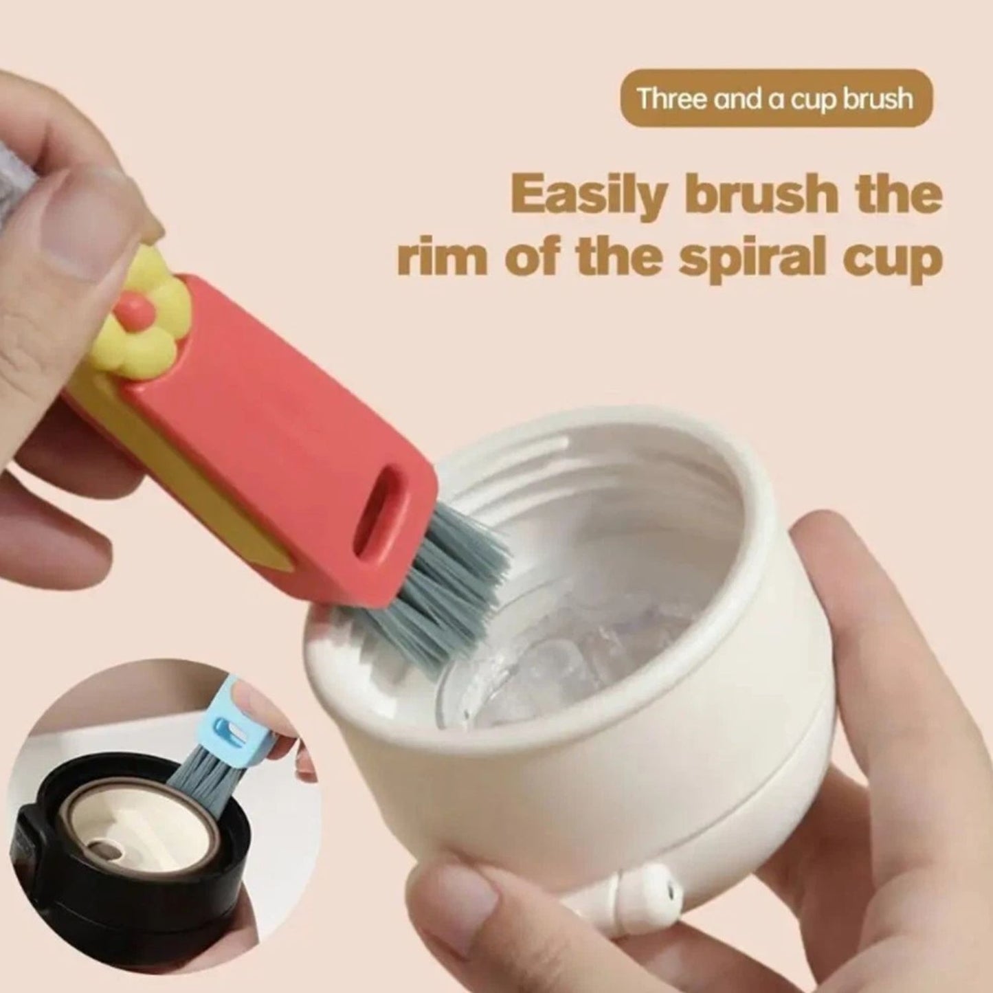 Home Collection Pack of 3in1 Bottle Cup Gap Cleaner Brush