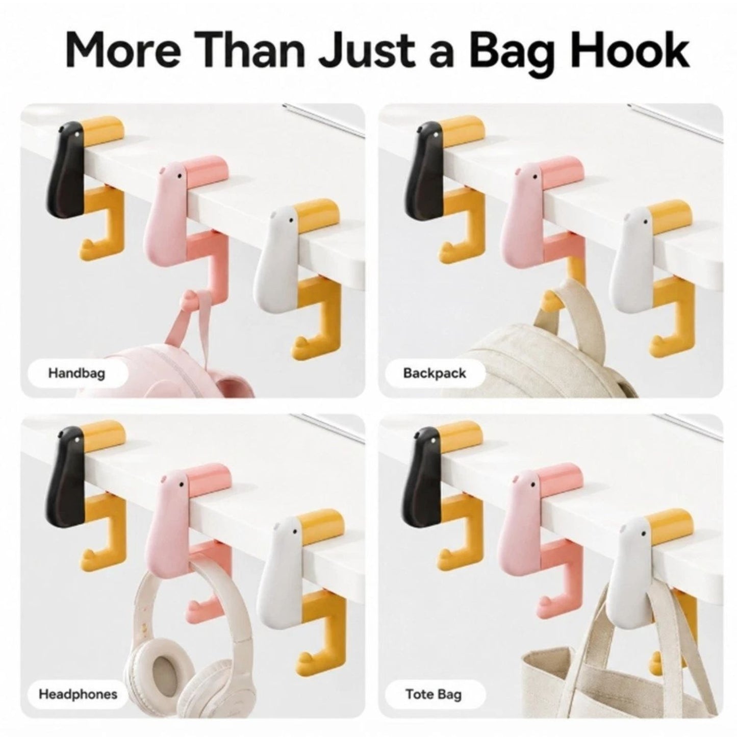 Home Collection Pack of 3 Foldable Purse Hook Non-Slip Bag Hanger