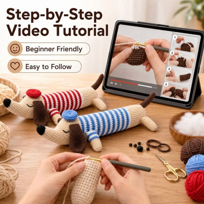 Home Collection Pack of 2 Dachshund Crochet Kit for Beginners