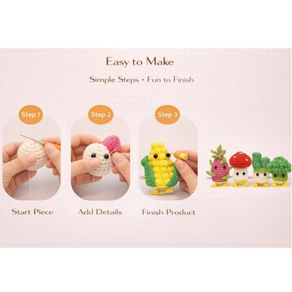 Home Collection Pack of 5 Puff Vegetable Crochet Kit for Beginners