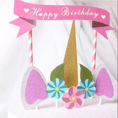Home Collection Handmade Style Unicorn Cake Topper Set Birthday Cupcake Toppers