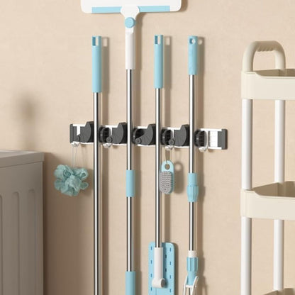 Home Collection Mop Broom Holder Wall Mount Metal Organizer Rack