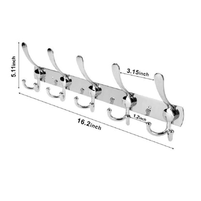 Home Collection 15 Hook Stainless Steel Wall Mounted Coat Rack