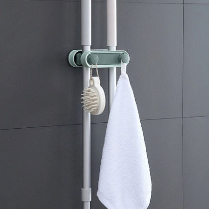 Home Collection Pack of 2 Wall Mounted Broom and Mop Holder with Hooks