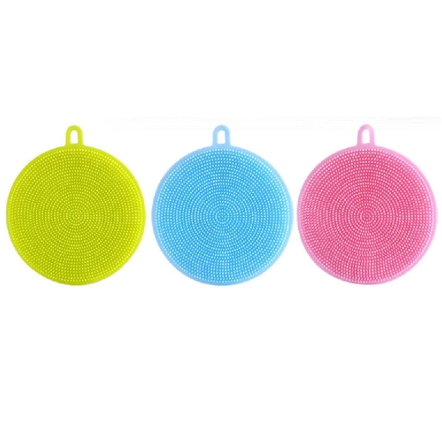 Home Collection Pack of 3 Multifunction Kitchen Silicone Dishwashing Brush Set