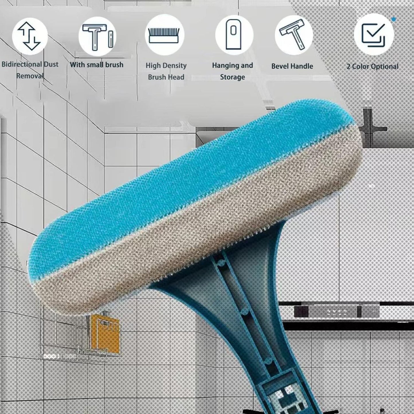 Home Collection 2in1 Window and Glass Cleaning Set Squeegee and Mesh Brush Combo