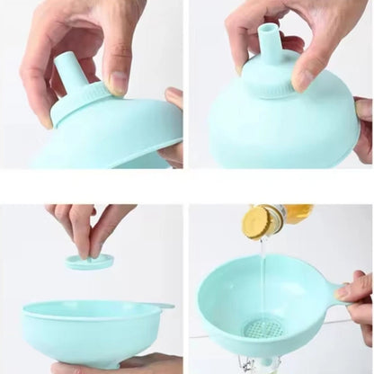 Home Collection Wide Mouth Kitchen Funnel 3-in-1 Spout Strainer Jar
