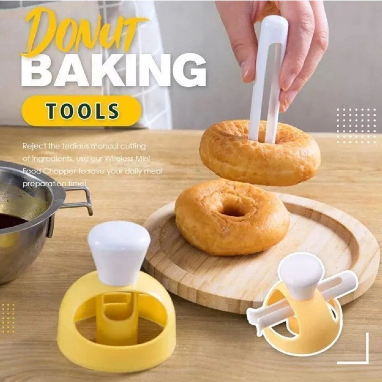 Home Collection Donut Cake Mold with Dipping Plier and Doughnut Cutter