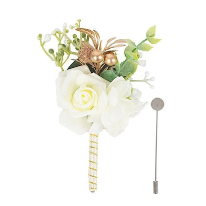 Home Collection Pack of 2 White Silk Rose Boutonniere