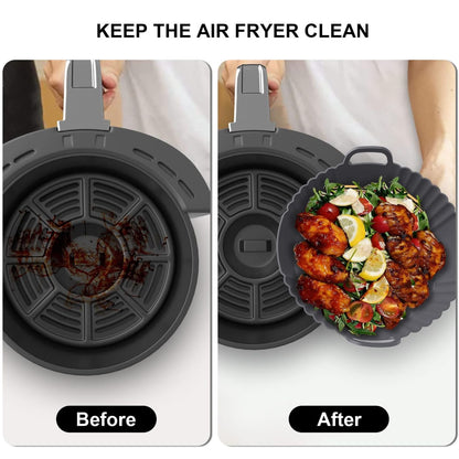 Home Collection Pack of 3 Round Silicone Air Fryer Liners for 4–5.3QT Air Fryers