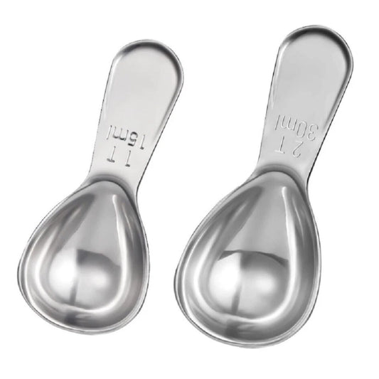 Home Collection Pack of 2 Stainless Steel Coffee Measuring Scoop Set