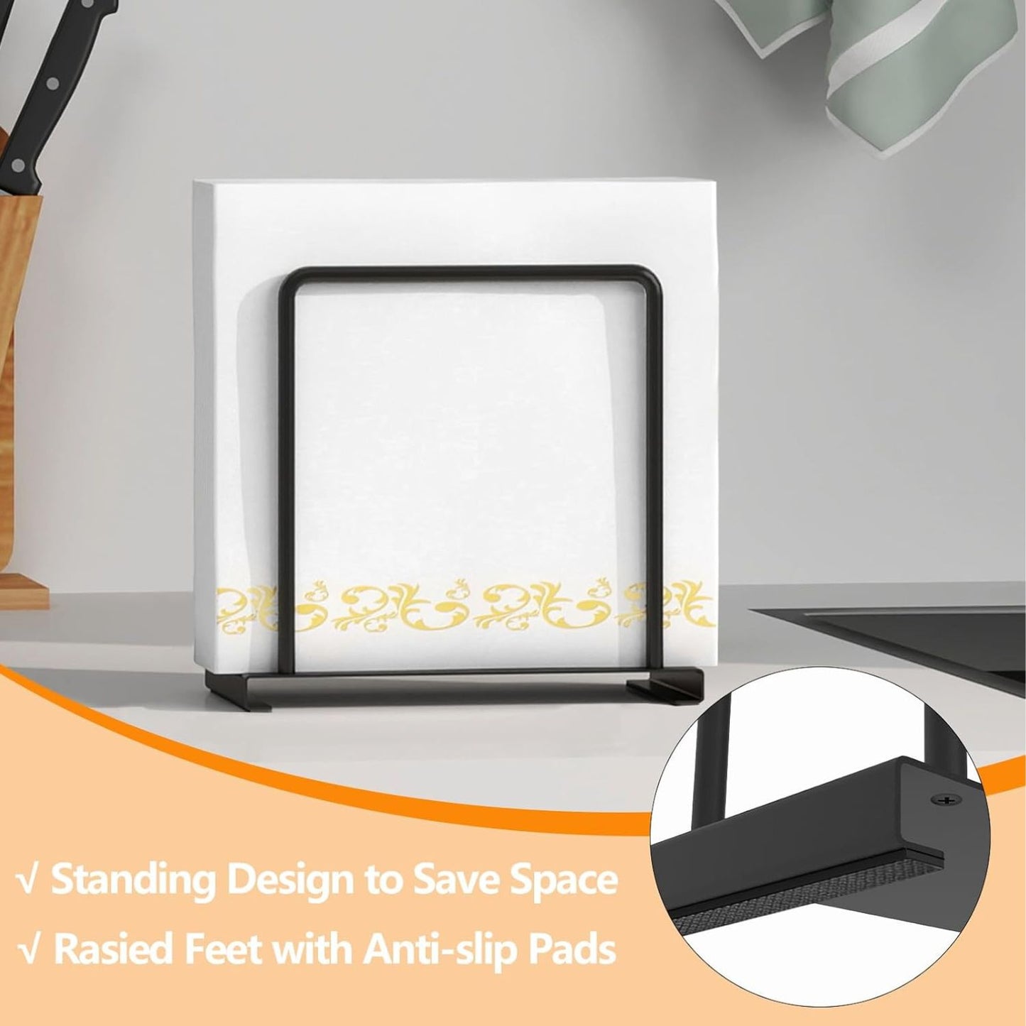 Home Collection Metal Standing Napkin Holder for Table and Kitchen Countertop