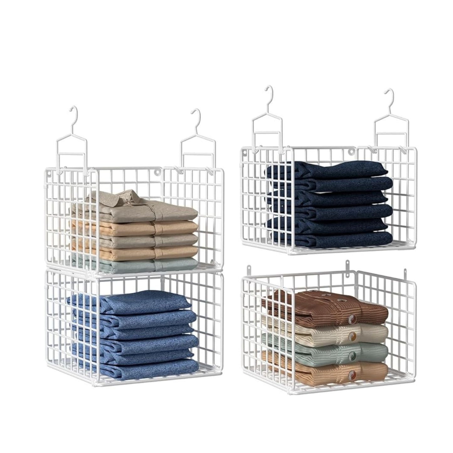 Home Collection 4-Tier Metal Hanging Closet Organizer with Hooks