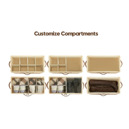 Home Collection Fabric Shoe Organizer Box with Adjustable Dividers and Clear Cover