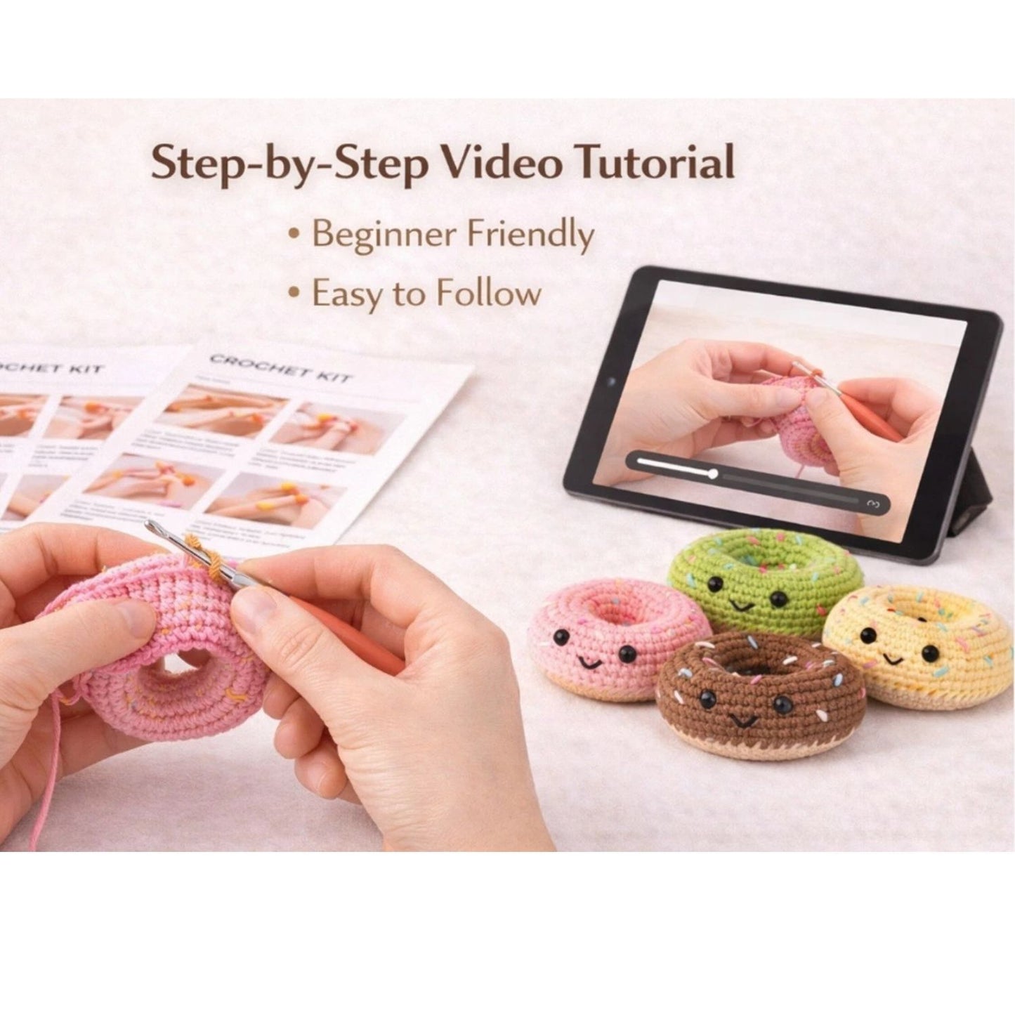 Home Collection Pack of 6 Donut Family Crochet Kit for Beginners