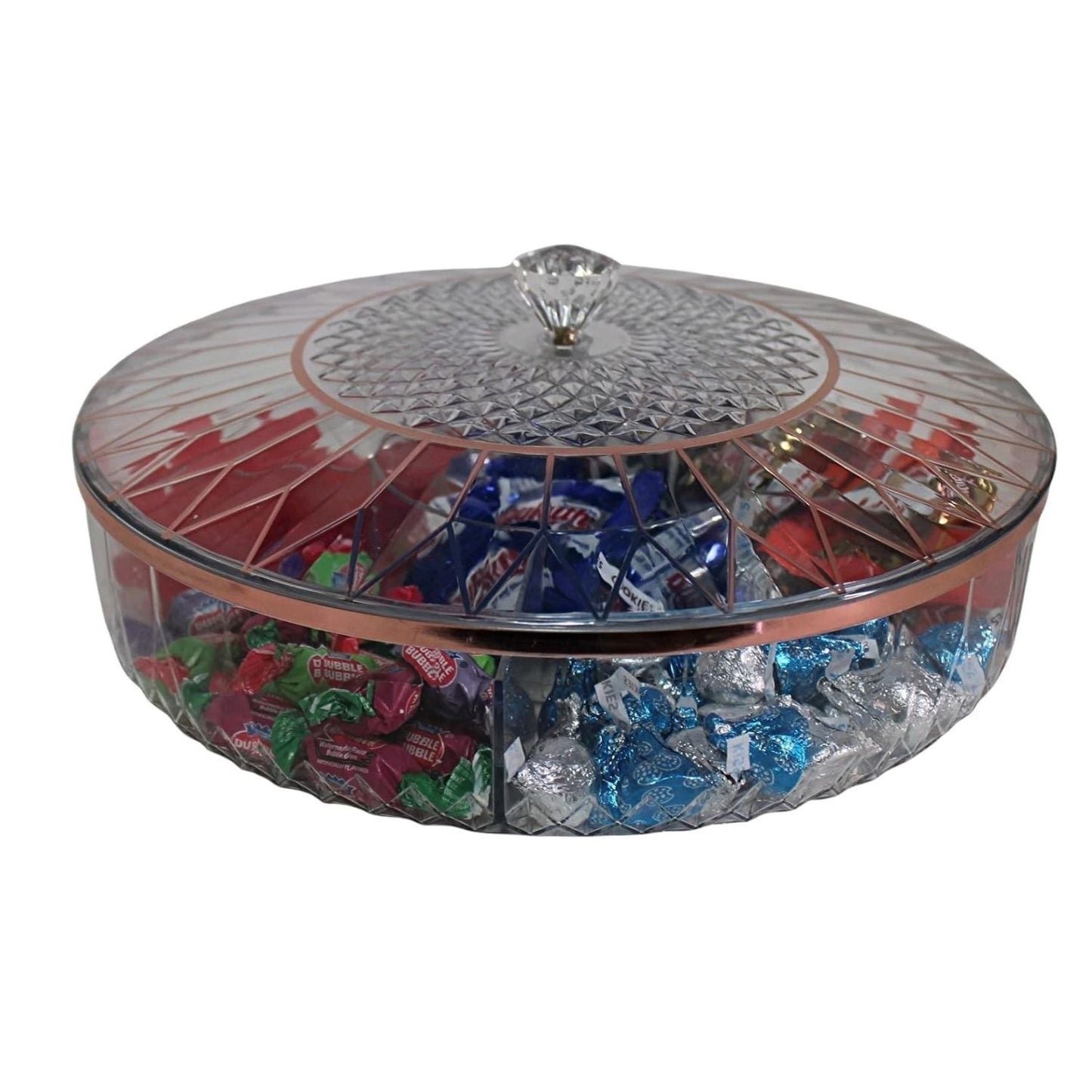 Home Collection Clear Divided Snack Serving Tray with Lid