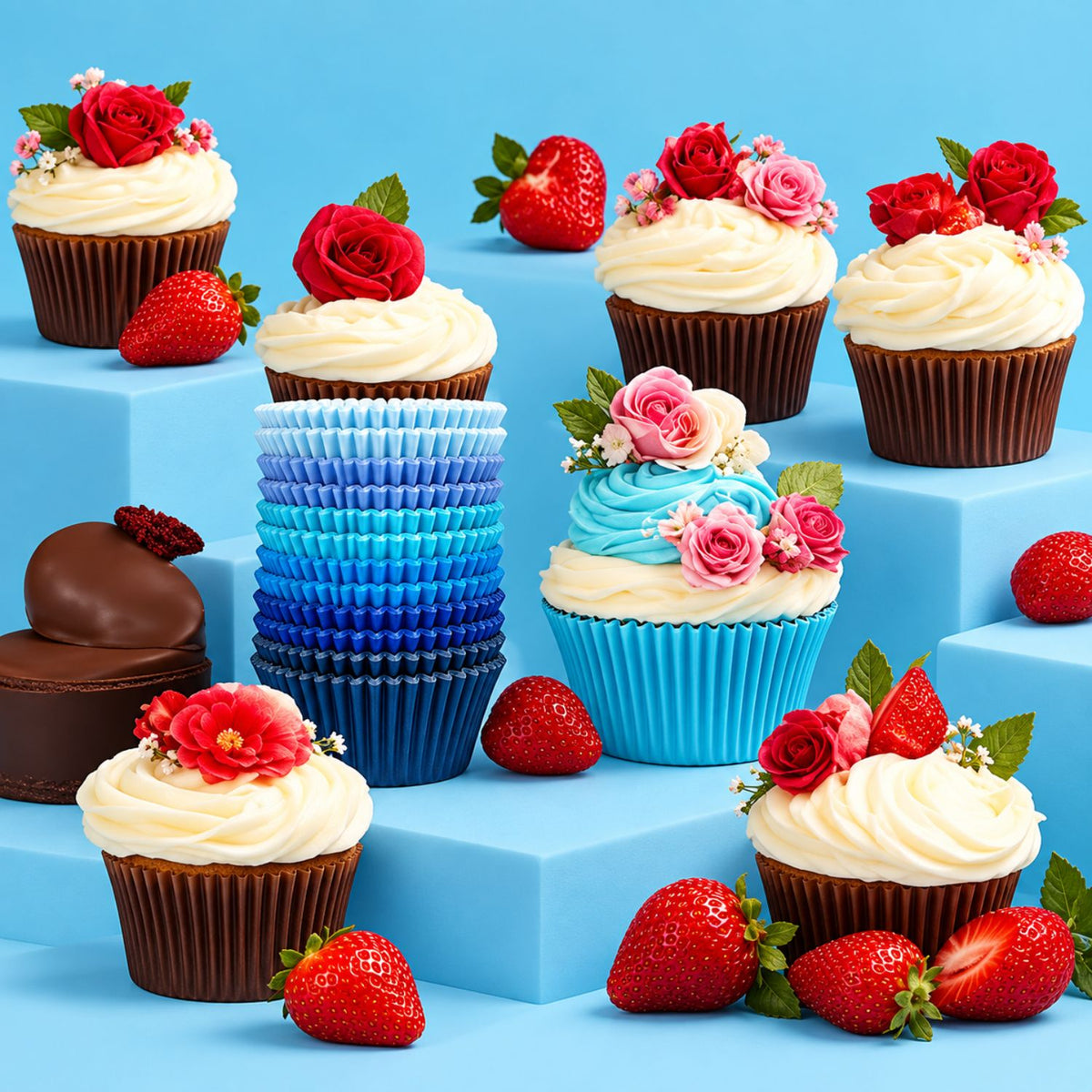 Home Collection 300Count Mini Cupcake Liners Colorful Food-Grade Paper Baking Cups and Wrappers