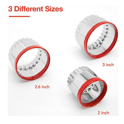 Home Collection Pack of 3 Fluted Round Cookie Cutter Set Stainless Steel Biscuit Cutters