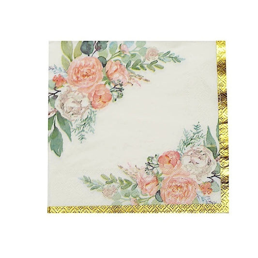 Home Collection 20-Pack White & Gold Paper Napkins 13"x13"