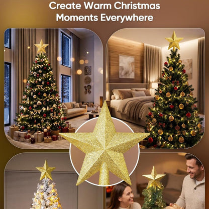 Home Collection Glitter Christmas Tree Topper Star Shatterproof Sparkling Holiday Decoration 8 Inch