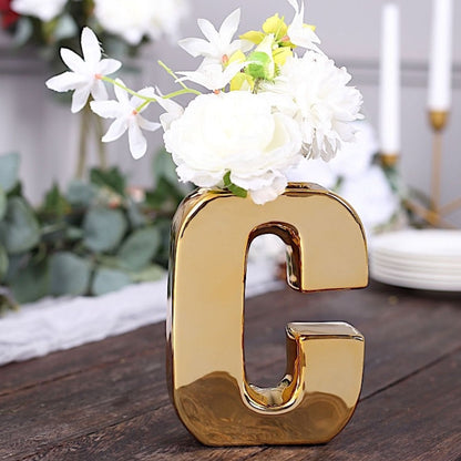 Home Collection Decorative Ceramic Letter Flower Vase 6 Inch