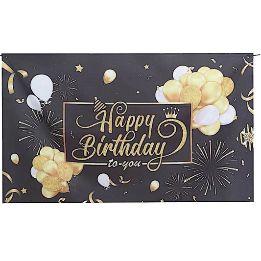 Home Collection Printed Polyester Photo Backdrop Black and Gold 6x3 ft