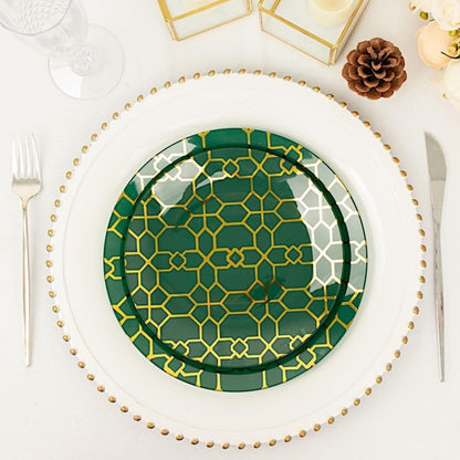 Home Collection Pack of 20 Round Plastic Dinner Plates Gold Geometric Design