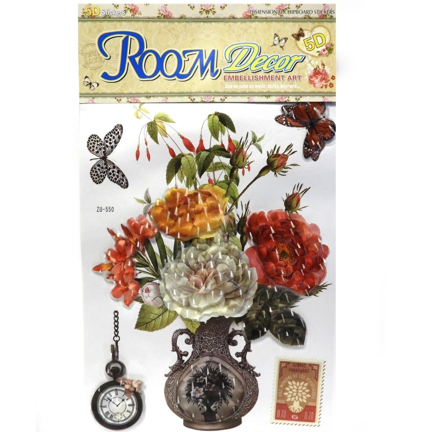 Home Collection 2Pack 5D Flower Wall Stickers