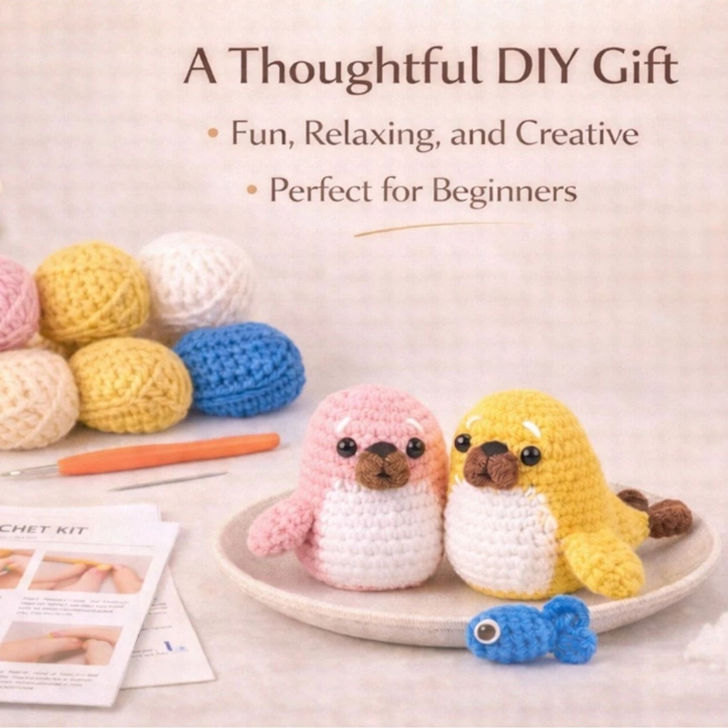 Home Collection Pack of 2 Seal Crochet Kit for Beginners